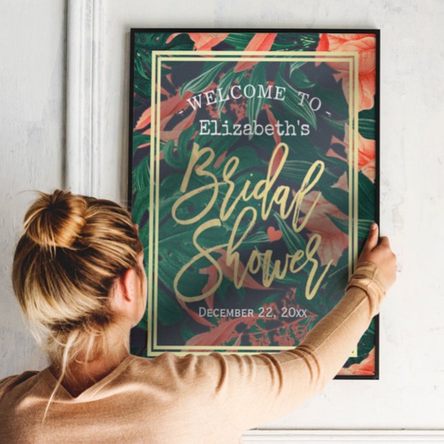 Välkomsthälsning till den tropiska Blommigten Guld Poster (Skapare uppladdad)