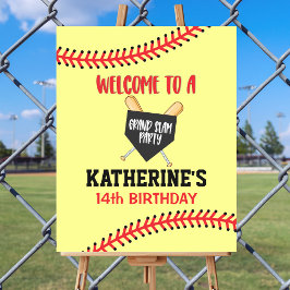 Välkomsthälsning till Flickers Softball Födelsedag Poster