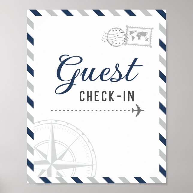 Välkomsthälsning till Grått Travel Airplane Guest  Poster (Framsidan)