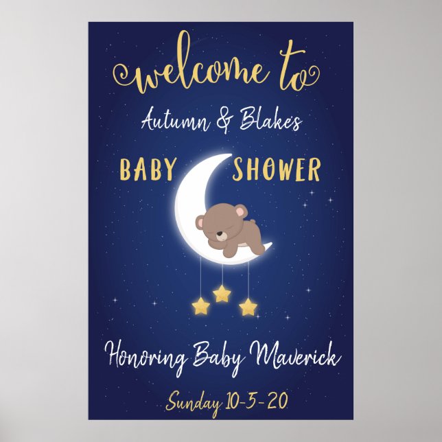 Välkomsthälsning till Måne och Bakifrån-babyskor P Poster (Framsidan)