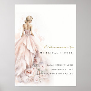 Välkomsthälsning till Modern Bröllop Gown Möhippa Poster
