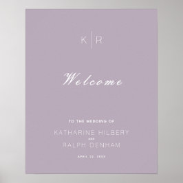 Välkomsthälsning till Modern Dusty Lilac Bröllop Poster