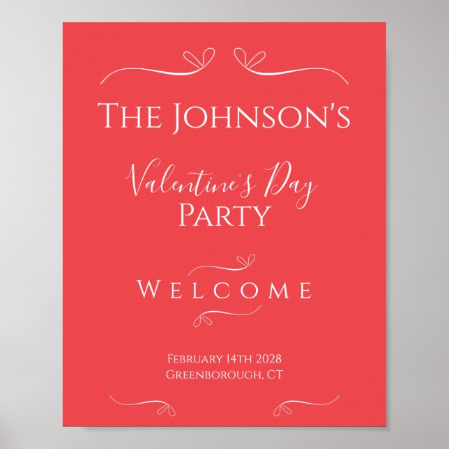 Välkomsthälsning till Modern Elegant Valentines da Poster (Framsidan)