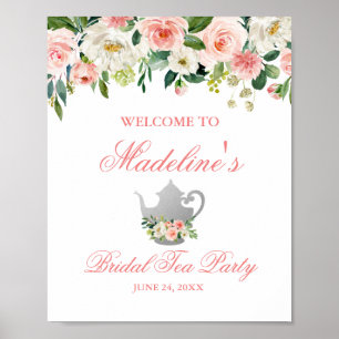 Välkomsthälsning till möhippa Tea Party Blommigt R Poster