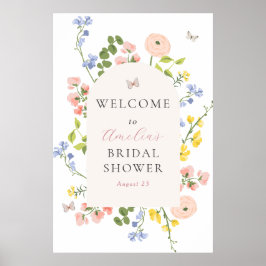 Välkomsthälsning till Möhippan Romantisk Blommigt Poster
