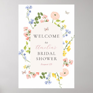 Välkomsthälsning till Möhippan Romantisk Blommigt  Poster