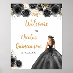 Välkomsthälsning till prinsessan i Black Dress Qui Poster