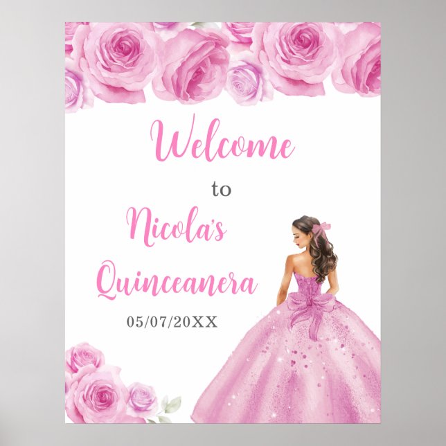 Välkomsthälsning till prinsessan i Ljus rosa Dress Poster (Framsidan)
