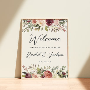 Välkomsthälsning till Rustic Bloom Watercolor Blom Poster