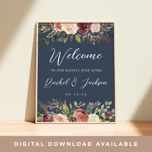 Välkomsthälsning till Rustic Bloom Watercolor Blom Poster