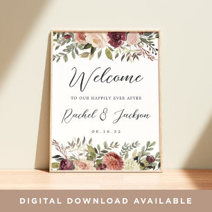 Välkomsthälsning till Rustic Bloom Watercolor Blom Poster