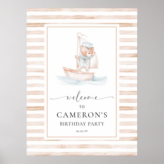 Välkomsthälsning till Sailor Bear Tan Rand Poster (Framsidan)