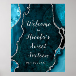 Välkomsthälsning till Teal och Silver Agate Sweet Poster