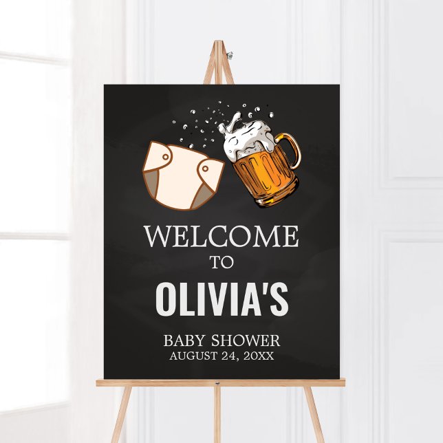 Välkomsthälsning till uggies och Chuggies Baby Sho Poster (Beer And Diaper Baby is Brewing Baby Shower
Welcome Sign)
