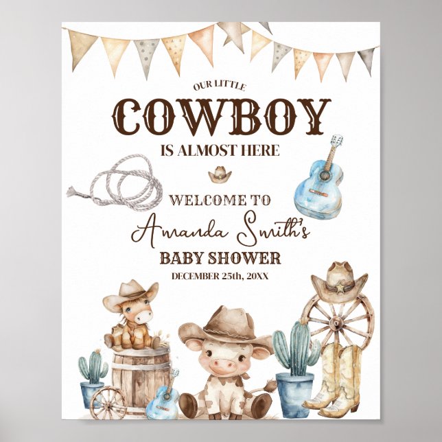 Välkomsthälsning till vår lilla Vilda western Baby Poster (Framsidan)