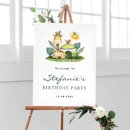 Välkomsthälsning till Watercolor Giraffe Safari Fö Poster