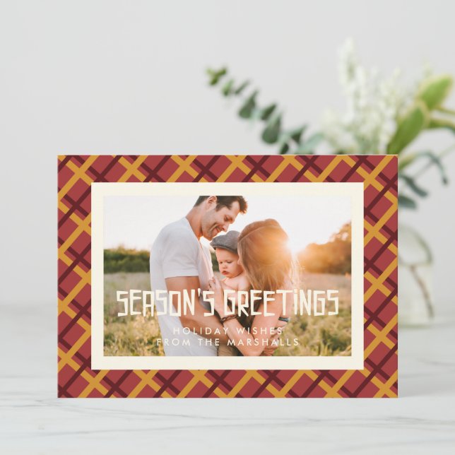 Välkomsthälsningar Mid Century Foto Julkort (Stående Fram)