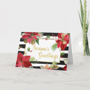 Välkomsthälsningar Poinsettia, Svarta Ränder Kort