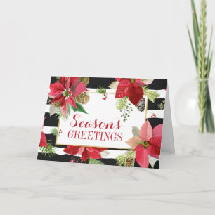 Välkomsthälsningar Poinsettia, Svarta Ränder Kort
