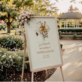 Välkomsthälsningen till Cream Wildblomma Boho Fall Poster