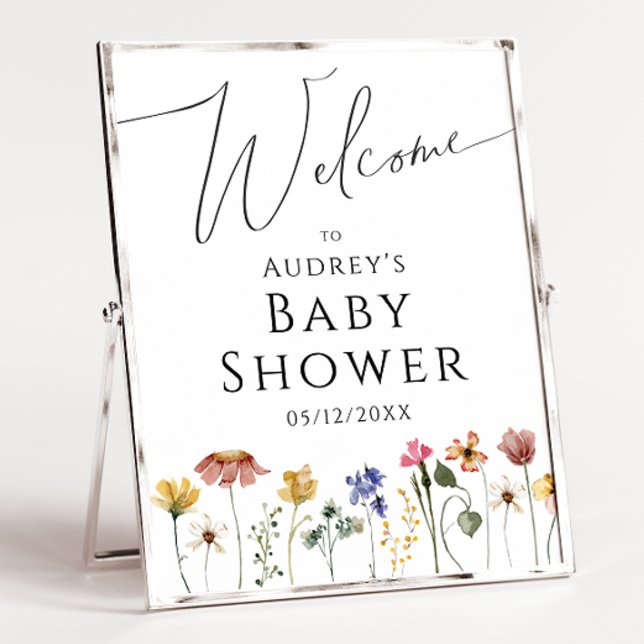 Välkomsthälsobabyskylt för färgad Wildblomma Poster (Skapare uppladdad)