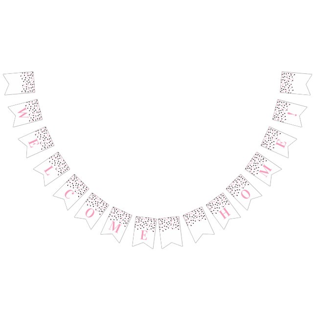 Välkomsthälsobanderollen Rosa Black Confetti Vimplar (Alla)