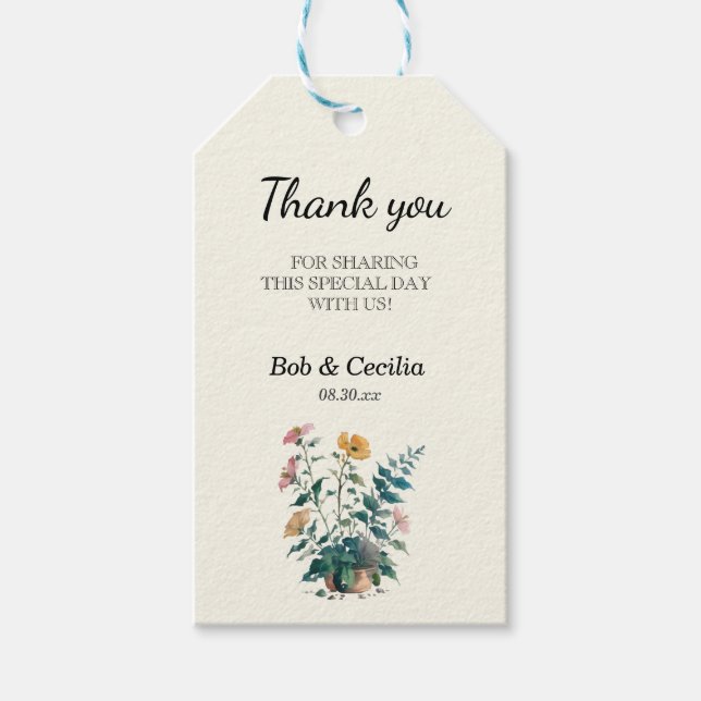 Välkomsthälsoförmån för den vackra lilla planterar presentetikett (Framsidan)