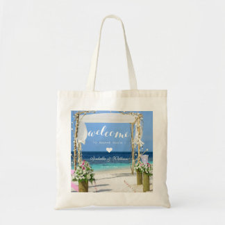 Välkomsthälsoförmån för Modern Beach Summer Bröllo Tygkasse