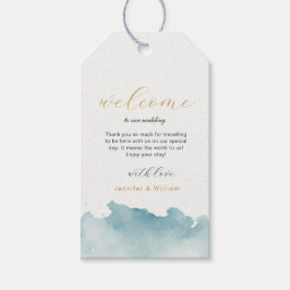 Välkomsthälsomärkre för Modern Beach-bröllop Presentetikett