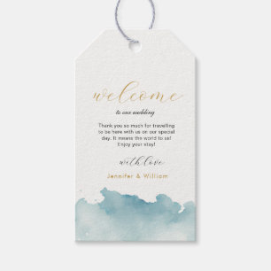 Välkomsthälsomärkre för Modern Beach-bröllop Presentetikett