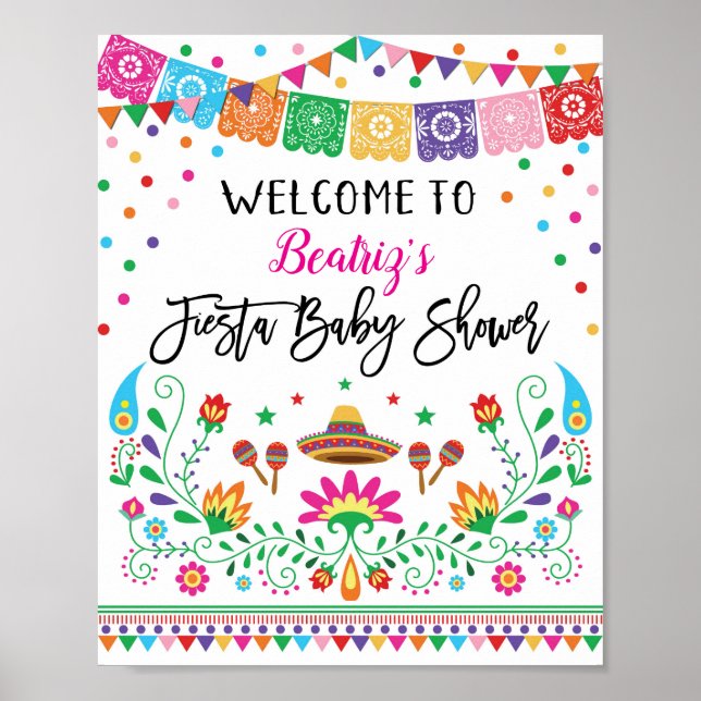 Välkomsthälsord för Cactus Fiesta Baby Shower Post Poster (Framsidan)