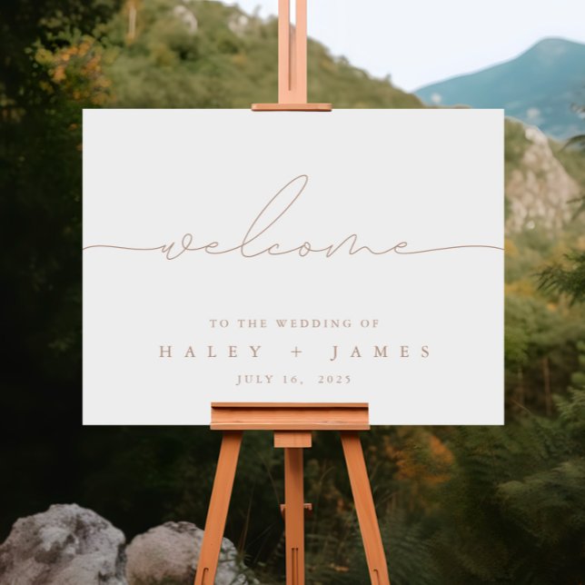 Välkomsthälsord för det moderna Elfenbenskusten Br Poster (Minimalist Modern Ivory Wedding Welcome Poster)