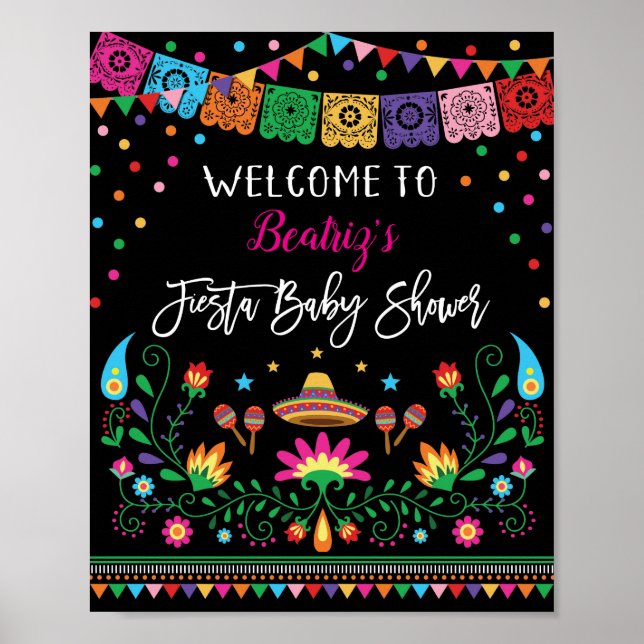 Välkomsthälsord för mexikansk fiesta Baby Shower P Poster (Framsidan)
