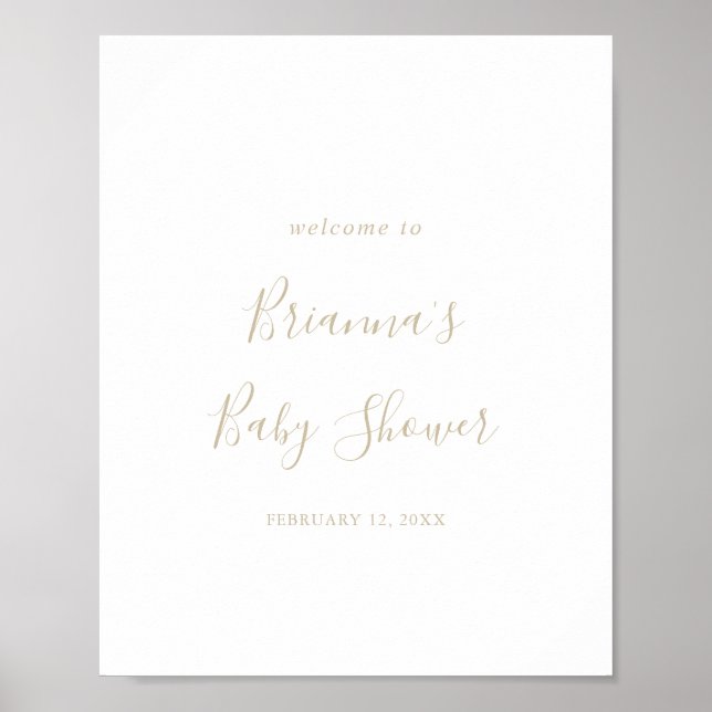 Välkomsthälsord för minimalistisk babyvy i Guld Po Poster (Framsidan)