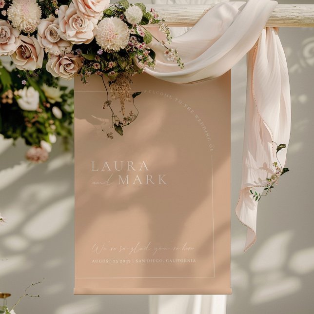 Välkomsthälsord för Modern Bohemian Tan Arch Bröll Poster (Modern Bohemian Tan Arch Wedding Welcome Poster)