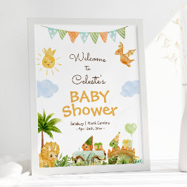 Välkomsthälsord för modern dosinosaur White Baby S Poster