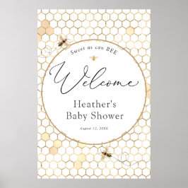 Välkomsthälsord för modern Golden Bee Baby Shower Poster