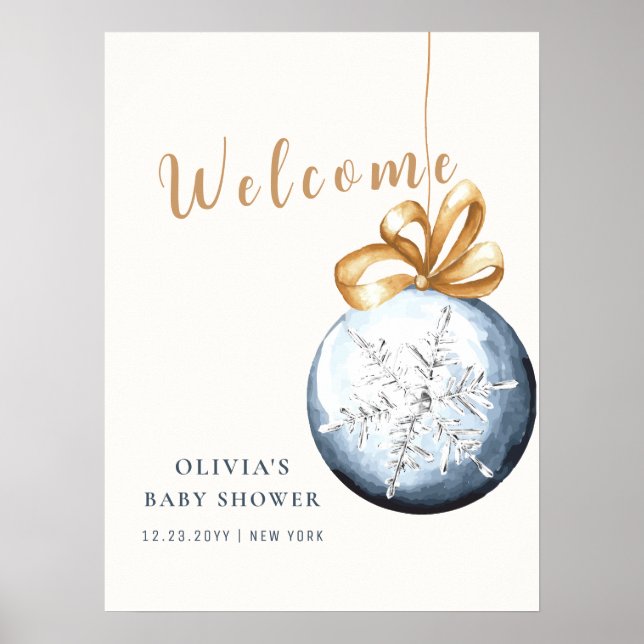 Välkomsthälsord för modern snöflingor, babyskor, P Poster (Framsidan)