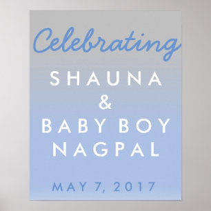 Välkomsthälsord för Ombre Blue och Silver Baby Sho Poster