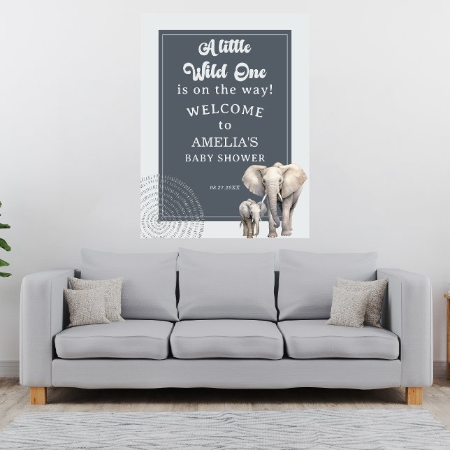 Välkomsthälsord för Safari Elephant Baby Shower Po Poster (Skapare uppladdad)