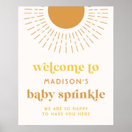 Välkomsthälsord för sol Baby Shower Poster