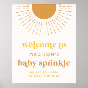 Välkomsthälsord för sol Baby Shower Poster