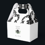 Välkomsthälsord för svart och vit mask presentaskar<br><div class="desc">Damaskröllopsfack. Svartvitt.</div>