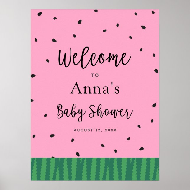 Välkomsthälsord för Watermelon Baby Shower Poster (Framsidan)