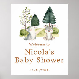 Välkomsthälsord för Woodland Varg Baby Shower Post Poster