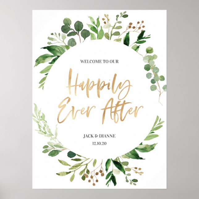 Välkomsthälssignalen i grönt Bröllop, lyckligtvis  Poster (Framsidan)