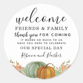Välkomsthälstack för höstpumpen Bröllop Runt Klistermärke