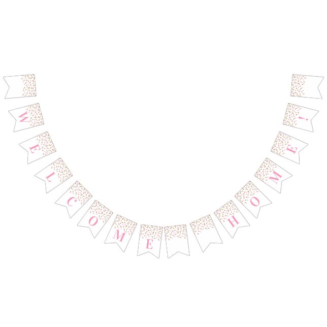 Välkomsthem - banderoll Rosa Guld Confetti Vimplar (Alla)