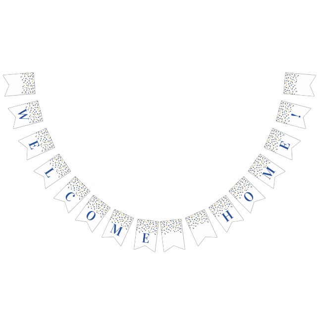 Välkomsthem Banner Blue Guld Confetti Vimplar (Alla)