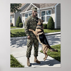 Välkomsthem- Soldat och hans Hund Poster